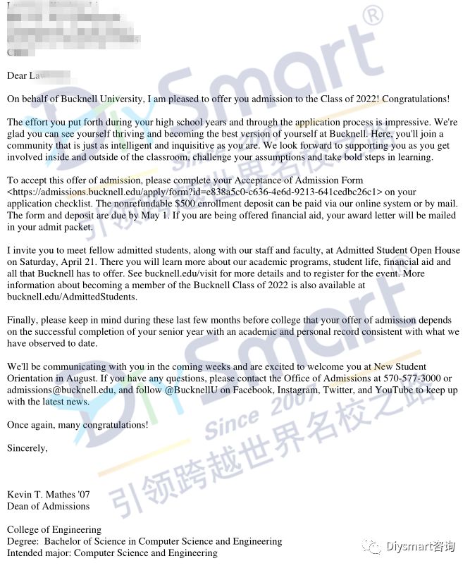 【录取捷报】美国TOP32文理学院巴克内尔大