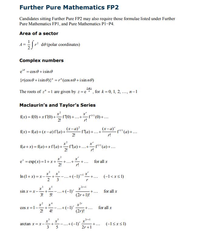 最新最全A-level数学公式表 | 翰林学院